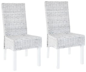 vidaXL Cadeiras de jantar 2 pcs vime Kubu + madeira mogno castanho
