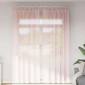 vidaXL Cortinas de voile com bolsos para varão 2 pcs rosa-claro