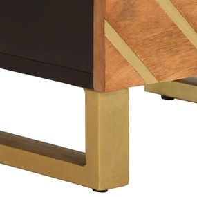 Mesa de cabeceira madeira de mangueira maciça castanho e preto