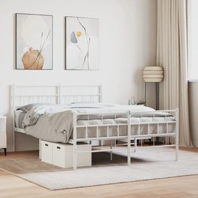 Estrutura de cama com cabeceira e pés 160x200 cm metal branco