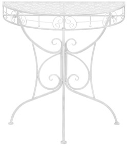 Mesa de apoio vintage semicircular metal 72x36x74 cm prateado