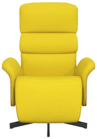 Cadeira reclinável com apoio de pés tecido amarelo-claro