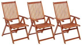 Cadeiras de jardim dobráveis 3 pcs madeira de acácia maciça