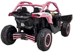 Carro elétrico para Crianças 24V 4x200W 2 Lugares, Buggy Can-Am Maverick Turbo RR Rodas de EVA, Assento de couro Rosa