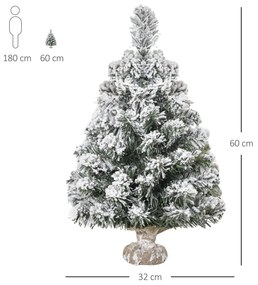 HOMCOM Árvore de Natal Artificial 60cm com 67 Ramos Ignífugos e Base d