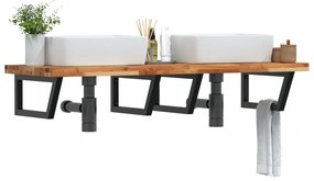 vidaXL Prateleira de parede p/ lavatório aço/madeira de acácia maciça