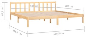 Estrutura de cama super king 180x200 cm pinho maciço