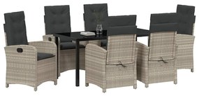 Conjunto de Jantar de Jardim de 7 Peças com Almofadas Cinza Claro em R