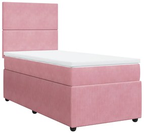 Cama com molas/colchão 90x190 cm veludo rosa