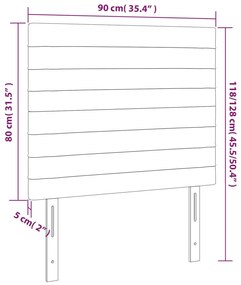 Cabeceira de cama c/ LED tecido 90x5x118/128 cm cinza-escuro