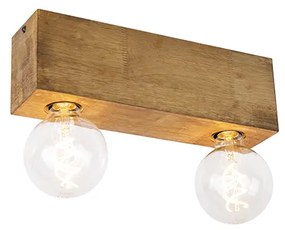 Candeeiro de teto rústico madeira 2-luzes - BLOC Rústico