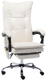 vidaXL Cadeira de escritório c/ função massagem couro artificial creme