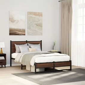 vidaXL Estrutura de cama sem colchão 120x200cm metal carvalho castanho