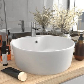 147031 vidaXL Lavatório com extravasamento 36x13 cm cerâmica branco mate