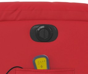 Poltrona massagens reclinável elétrica couro artif. vermelho