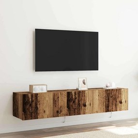 Cabinetes de TV vidaXL com luzes LED 2 pcs Madeira Antiga 80x35x31 cm