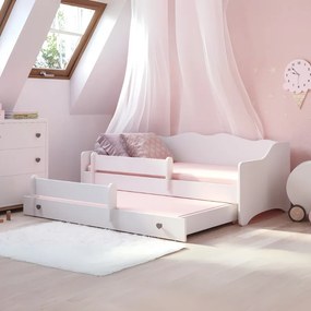 Cama infantil dupla Emma II branca 160x80 - colchão e estrado incluído