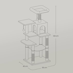 Arranhador para gatos 55 x 45 x 143 cm branco