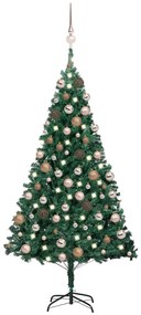 vidaXL Árvore Natal artificial pré-iluminada c/ bolas 180 cm PVC verde