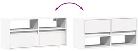 Móvel de parede para TV com luzes LED 100x31x45 cm branco