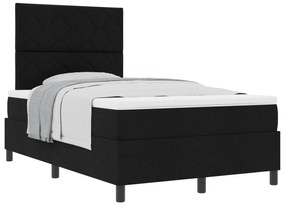 vidaXL Cama Box com colchão com cabeceira Preto 120 x 200 cm tecido