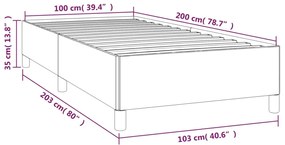 Estrutura de cama 100x200 cm veludo cinzento-claro