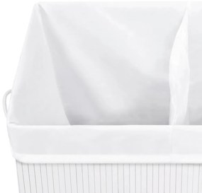 Cesto para roupa suja c/ 2 secções 100 L bambu branco