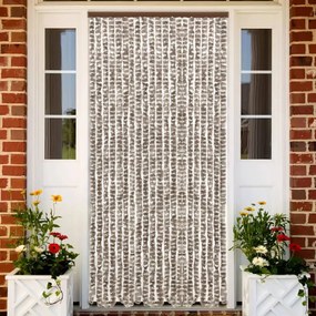 Cortina anti-insetos 90x220 cm chenille cinza-acast. e branco