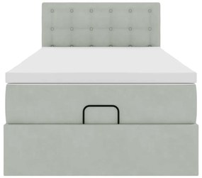 Estrutura cama otomana colchão 90x200 cm veludo cinzento claro