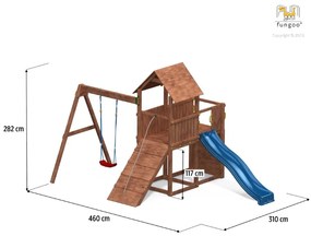 Parque infantil Crianças Exterior CAROL3 Com Escorrega, Baloiço, parede escalada, rampa de escalada