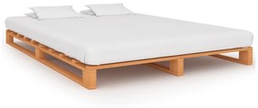 Estrutura de cama em paletes pinho maciço 140x200 cm castanho