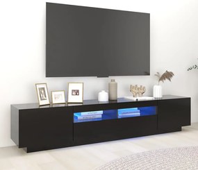 Móvel de TV com luzes LED 200x35x40 cm preto