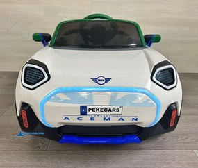 Carro elétrico para crianças MINI ACEMAN 12V 2.4G, Rodas de borracha, assento em pele sintética Branco