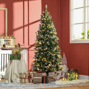 Árvore de Natal artificial iluminada com 703 ramos, 250 LED, 30 pinhas, base dobrável, altura 180 cm, Ø 80 cm, verde