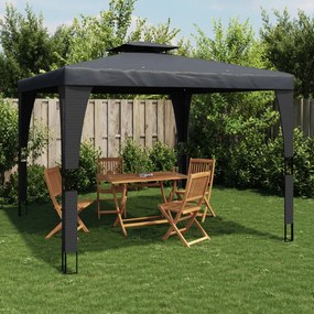 Gazebo com telhado duplo 2,98x2,98 m aço antracite