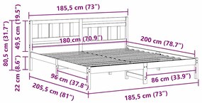 Estrutura da Cama com cabeceira Branco 180 x 200 cm
