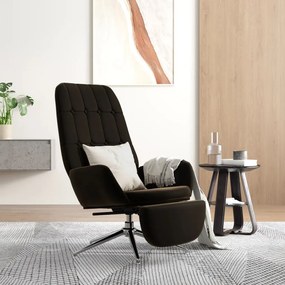 vidaXL Cadeira de descanso com apoio de pés tecido de microfibra preto