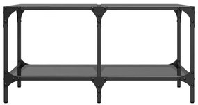 Mesa de centro com topo em vidro preto 78,5x40x40 cm aço