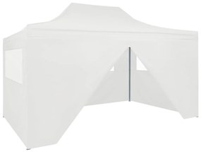 vidaXL Tenda dobrável profissional festas 4 paredes 3x4m aço branco