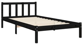 Estrutura de cama com cabeceira 90x200 cm madeira maciça preto