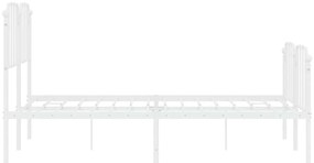 Estrutura de cama com cabeceira e pés 135x190 cm metal branco