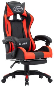 Cadeira estilo corrida c/ apoio pés couro artif. vermelho/preto - 243470