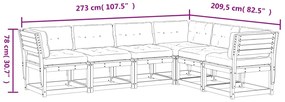 6 pcs conj. sofás jardim almofadões pinho maciço castanho cera