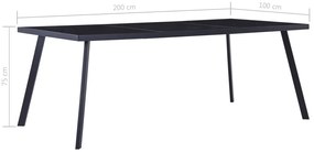 Mesa de jantar 200x100x75 cm vidro temperado preto