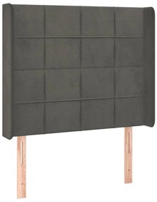 Cabeceira de cama c/ LED veludo 103x16x118/128 cm cinza-escuro