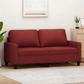 vidaXL Sofá de 2 lugares tecido 140 cm vermelho tinto