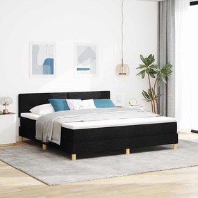vidaXL Cama Box Spring LED com colchĂŁo Preto 180 x 200 cm tecido