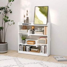 Estante de arrumação 90 x 24 x 91 cm, 4 prateleiras, 3 painéis traseiros branco