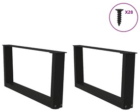 Pés para mesa de centro em V, 2 peças, preto, 70x(30-31,3) cm, aço