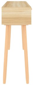 Mesa consola 105x30x75 cm pinho maciço e vime natural castanho